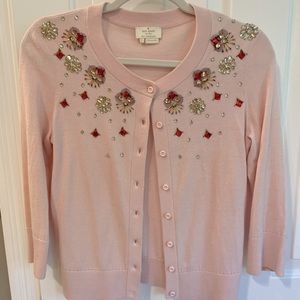 Kate Spade New York Embellished Pale Pink Cardigan Sweater
